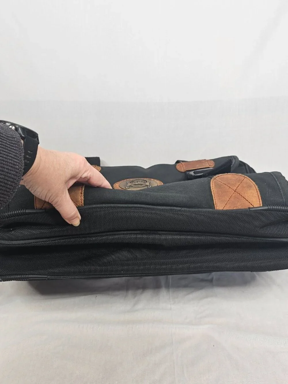 Cabela's | Canvas Leather Messenger Laptop Travel Bag | Black